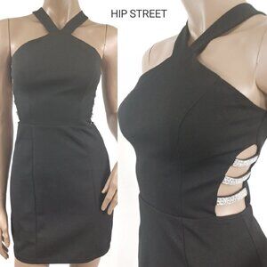 SPEECHLESS Dress Halter Neck Jewel Strap Side Cut Out Party Club Stretch Mini 3